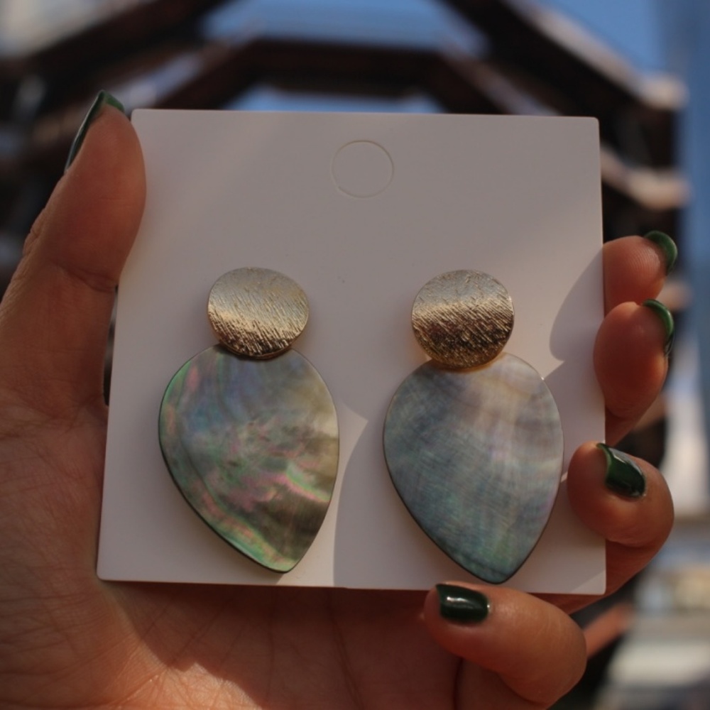 New Gold ABALONE Natural Shell Crystal Dangle - Picture 5 of 8